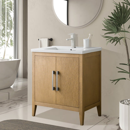 Vanity Art 20 or 24 or 30 Single Sink Bathroom Vanity Cabinet with Ceramic Top
