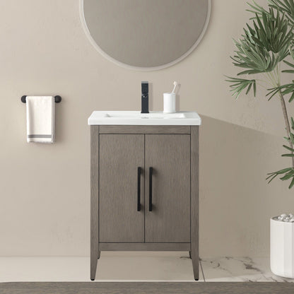 Vanity Art 20 or 24 or 30 Single Sink Bathroom Vanity Cabinet with Ceramic Top
