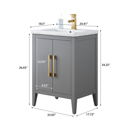 Vanity Art 20 or 24 or 30 Single Sink Bathroom Vanity Cabinet with Ceramic Top