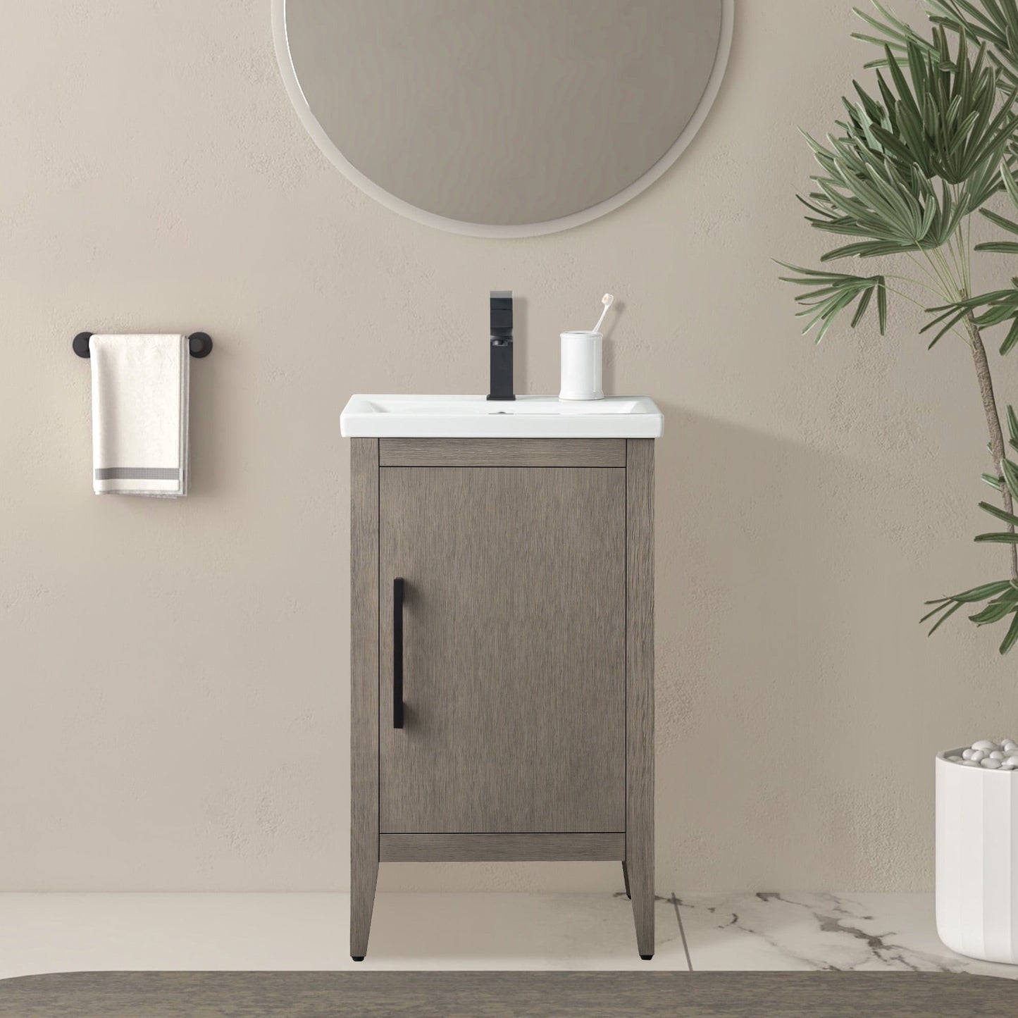 Vanity Art 20 or 24 or 30 Single Sink Bathroom Vanity Cabinet with Ceramic Top