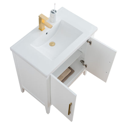 Vanity Art 20 or 24 or 30 Single Sink Bathroom Vanity Cabinet with Ceramic Top