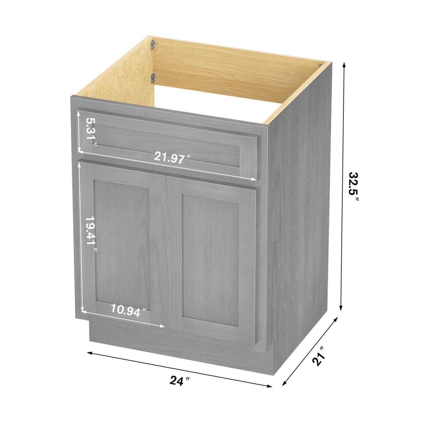 Vanity Art 24-inch Solid Wood Single Sink Bathroom Vanity Cabinet