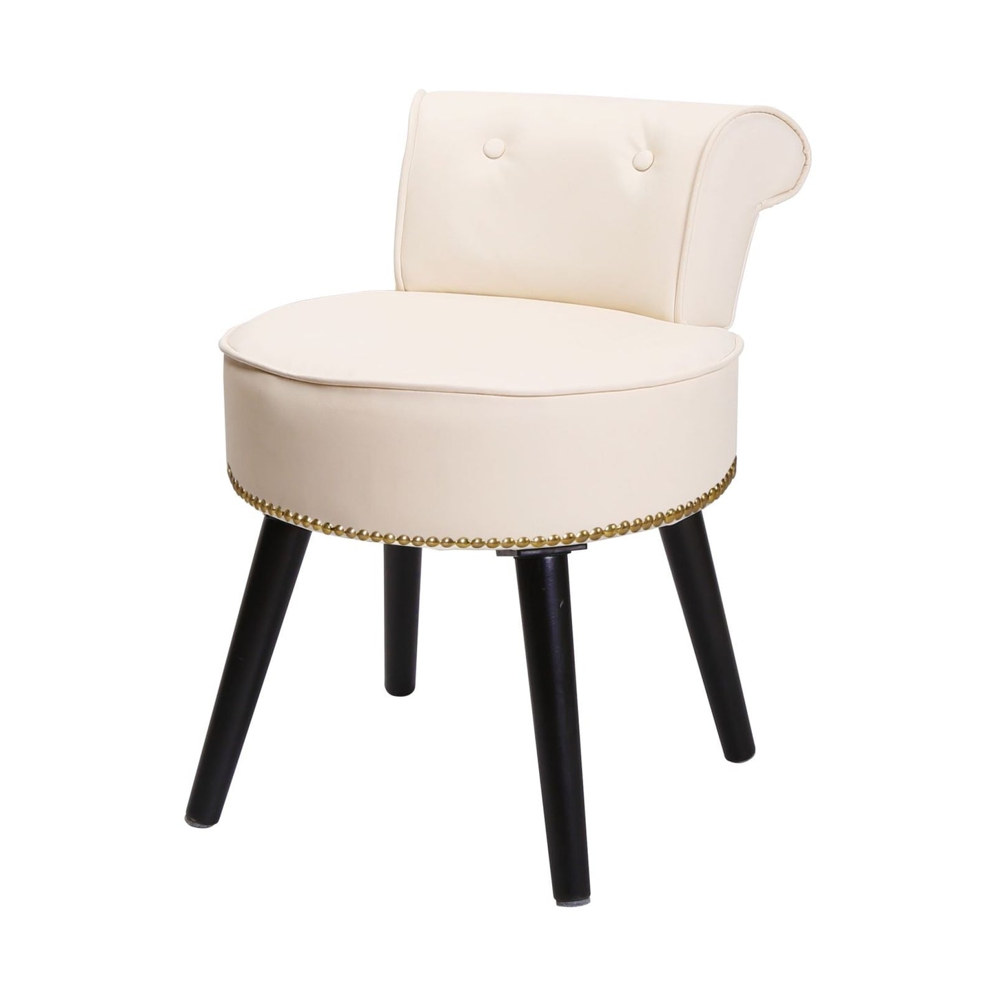VEIKOUS Makeup Vanity Stool Chair with Low Back and Wood Legs-17.3 x 15.7 x 25.1