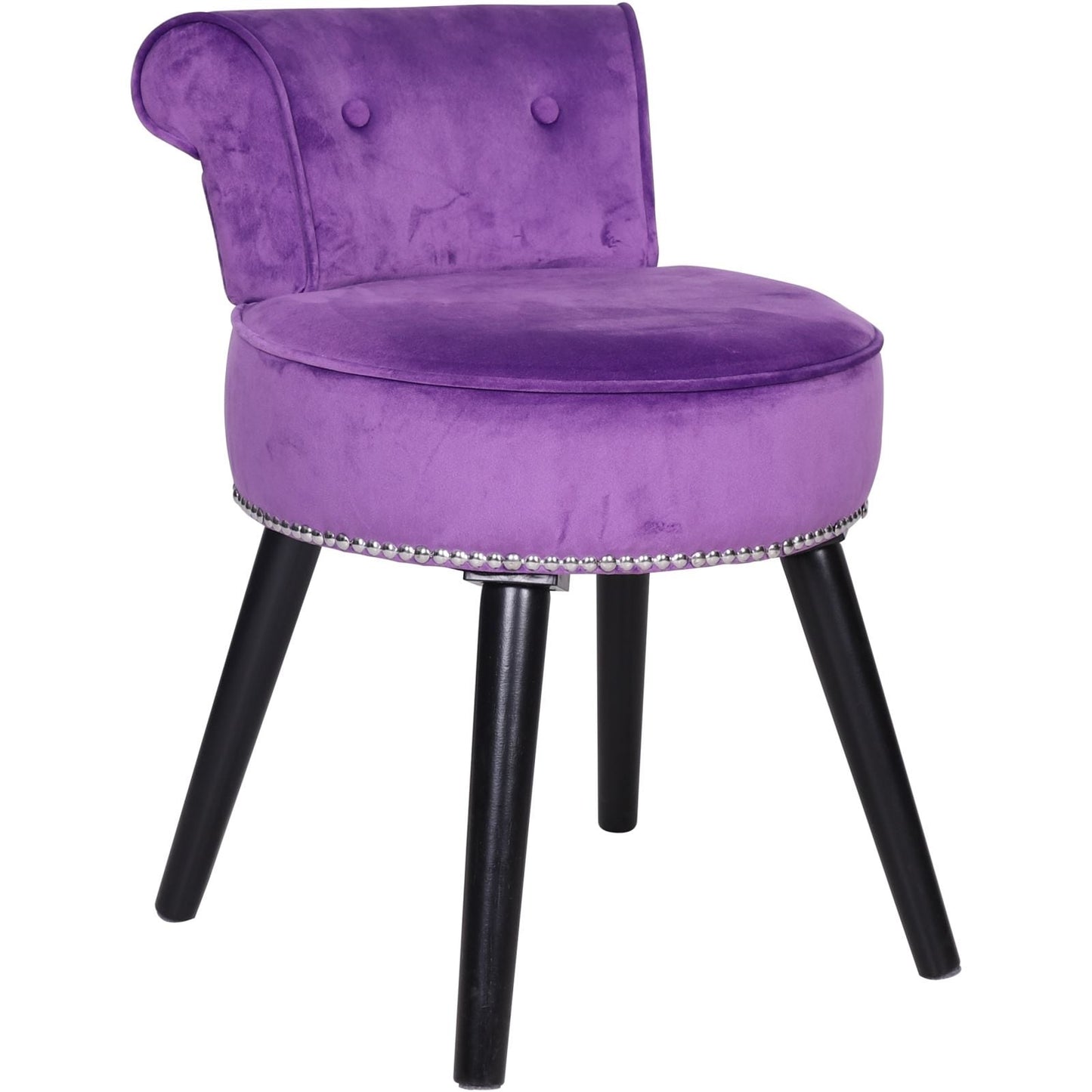 VEIKOUS Makeup Vanity Stool Chair with Low Back and Wood Legs-17.3 x 15.7 x 25.1
