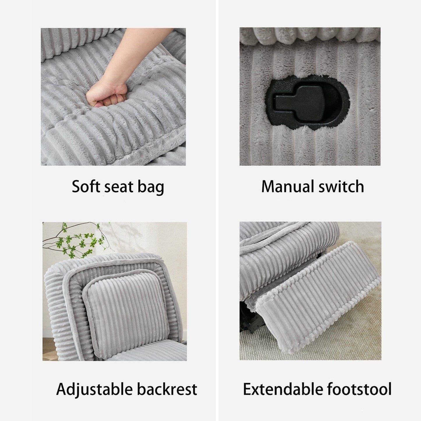 Versatile Corduroy Recliner Sofa for Relaxation and Comfort