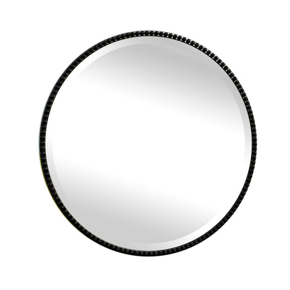 Vintage Round Bathroom Mirror with Beaded Frame