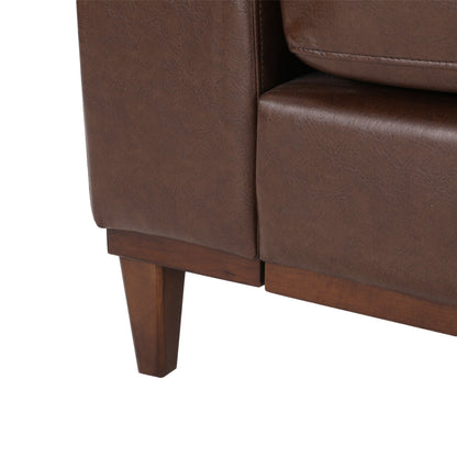 Warbler Faux Leather 3 Seater Sofa by Christopher Knight Home