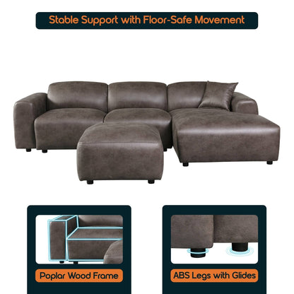 Whisper Upholstered Conversation Set with Modular Chairs, Attachable Arms and Ottoman Living Room Sectional Set