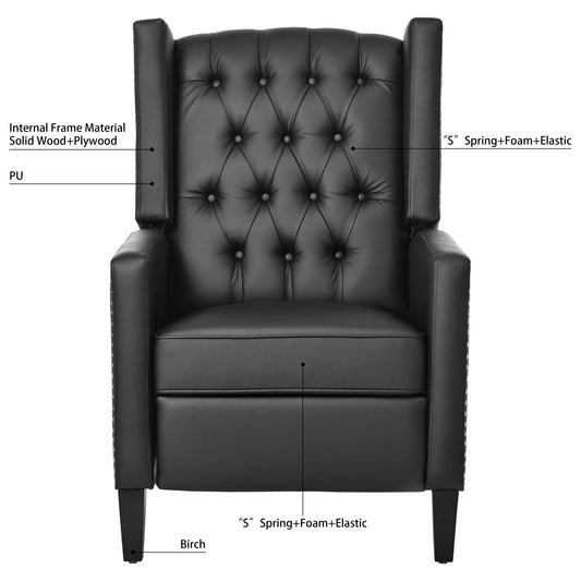 Wide Manual Wing Chair Recliner - 34.45 x 27.16 x 40.55