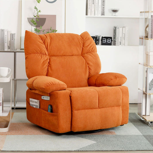 XINMICS Swivel Recliner Chair, Glider Rocking Power Recliner with Massage and Heated