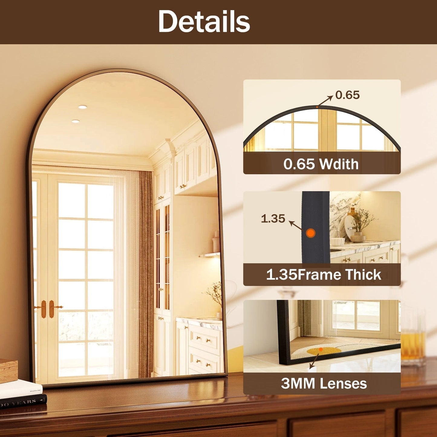 YVANLA Arch Bathroom Wall Mounted Vanity Mirror