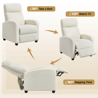 Yaheetech Adjustable Modern Upholstered Recliner Chair with Pocket Springs for Living Room