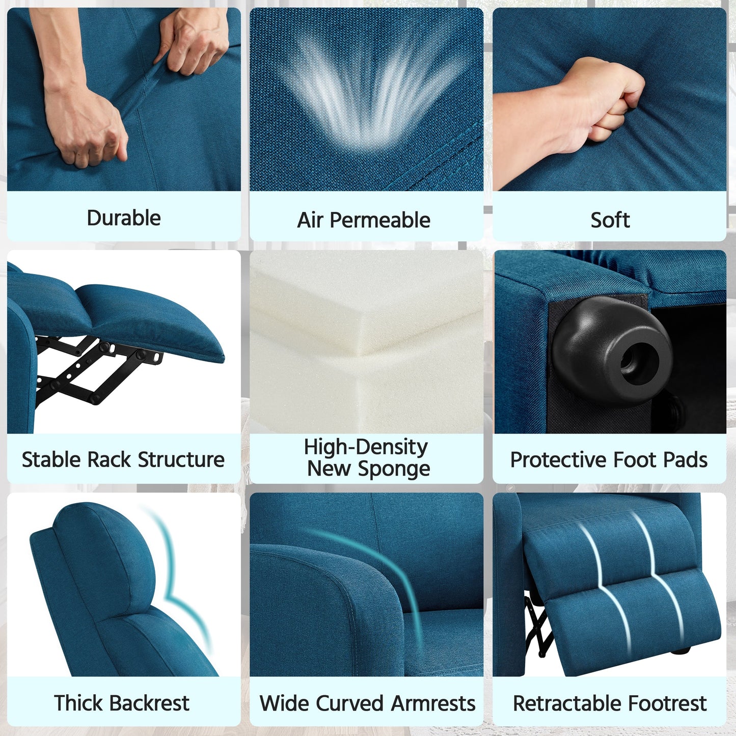 Yaheetech Modern Fabric Recliner Chair