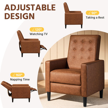 Yaheetech Modern Faux Leather Recliner Adjustable Back  Footrest Tufted Upholstered Sofa