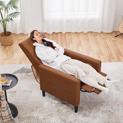 Yaheetech Modern Faux Leather Recliner Adjustable Back  Footrest Tufted Upholstered Sofa
