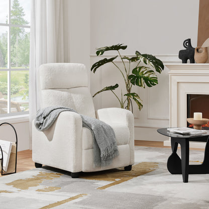 Yaheetech Upholstered Boucle Recliner Sofa Adjustable Reclining Chair, Ivory