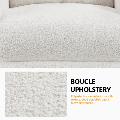 Yaheetech Upholstered Boucle Recliner Sofa Adjustable Reclining Chair, Ivory