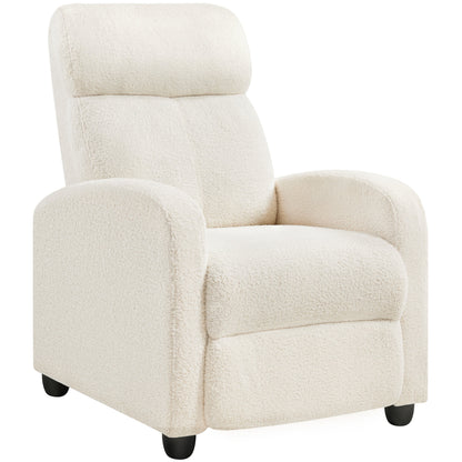 Yaheetech Upholstered Boucle Recliner Sofa Adjustable Reclining Chair, Ivory