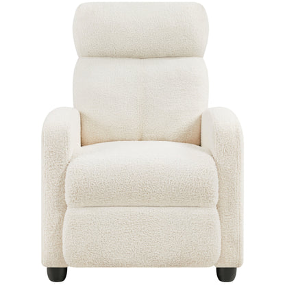 Yaheetech Upholstered Boucle Recliner Sofa Adjustable Reclining Chair, Ivory