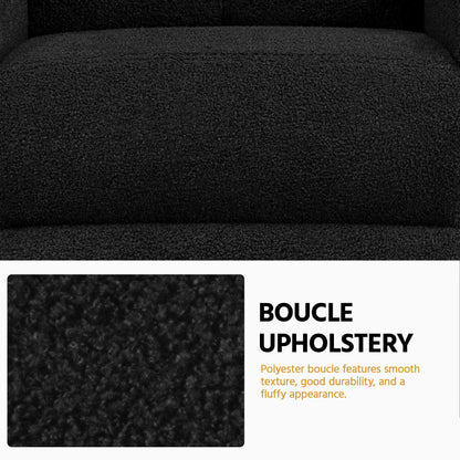 Yaheetech Upholstered Boucle Recliner Sofa Adjustable Reclining Chair, Ivory