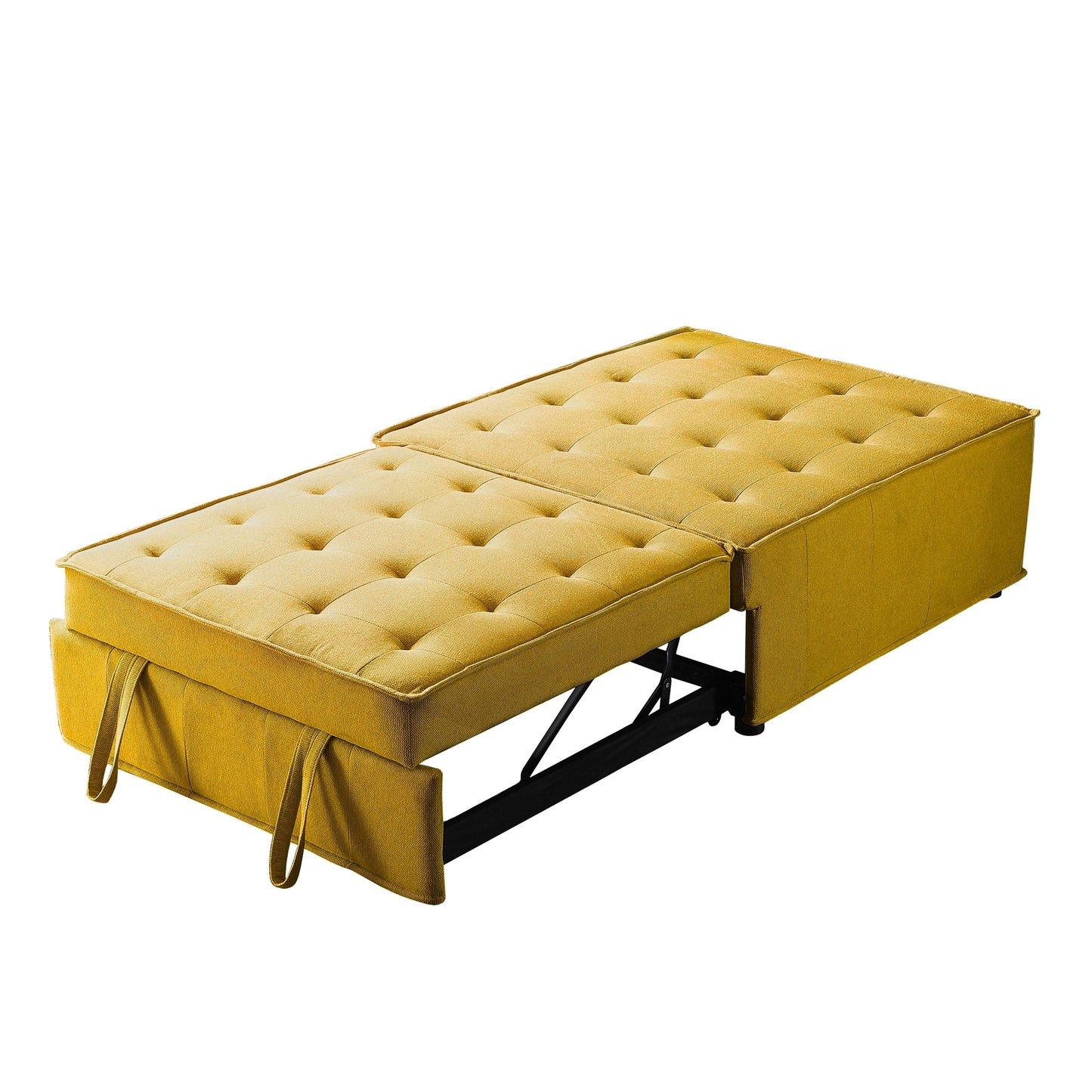 Yellow 39 Single Multipurpose Ottoman Pull Out Sofa Bed with Adjustable Backrest and Pillow for Living Room