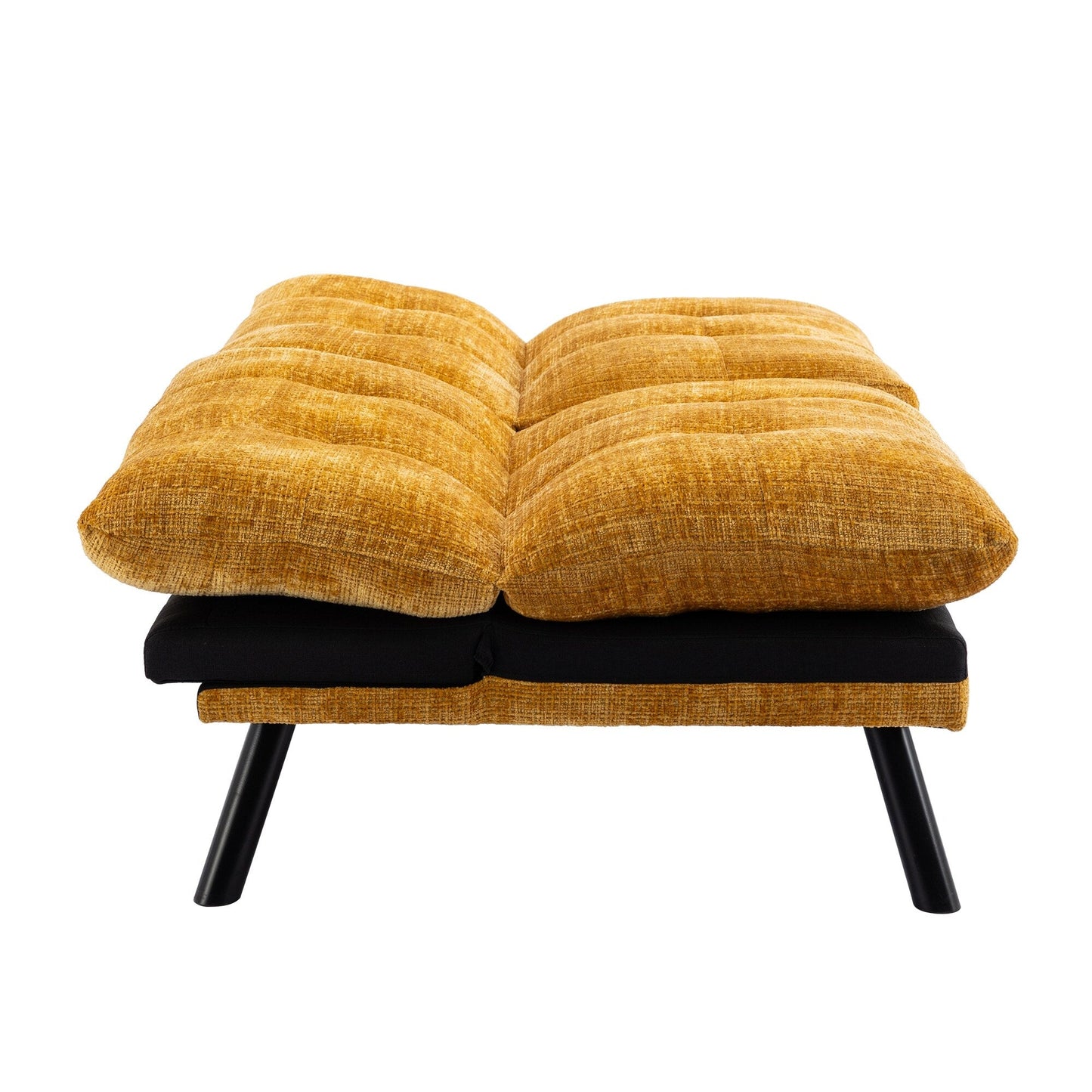 Yellow 75.6 Chenille Convertible Loveseat Futon Sofa Bed with Metal Legs for Living Room