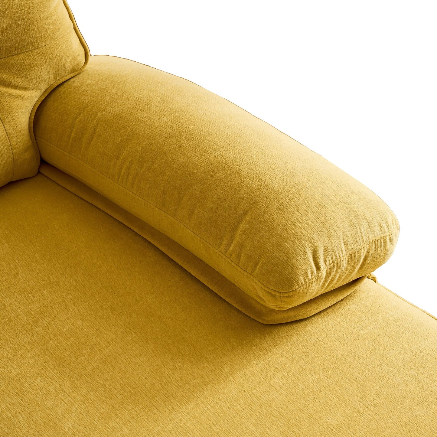 Yellow 83'' Velvet L-Shaped 3-Seater Sectional Sofa with Loose Backrests and Metal Legs