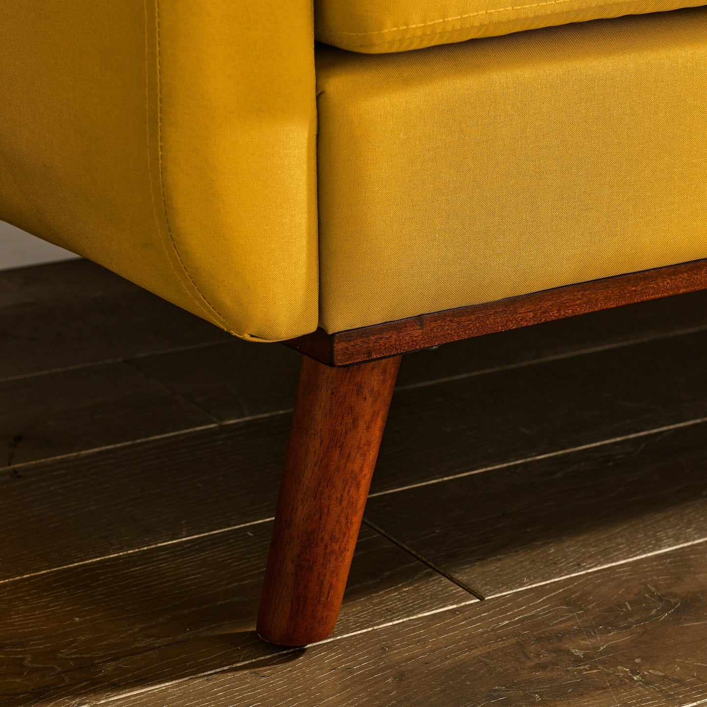 Yellow Mid Century Modern 53 Foam Button Tufted Upholstered Loveseat Sofa with solid iron legs for Living Room