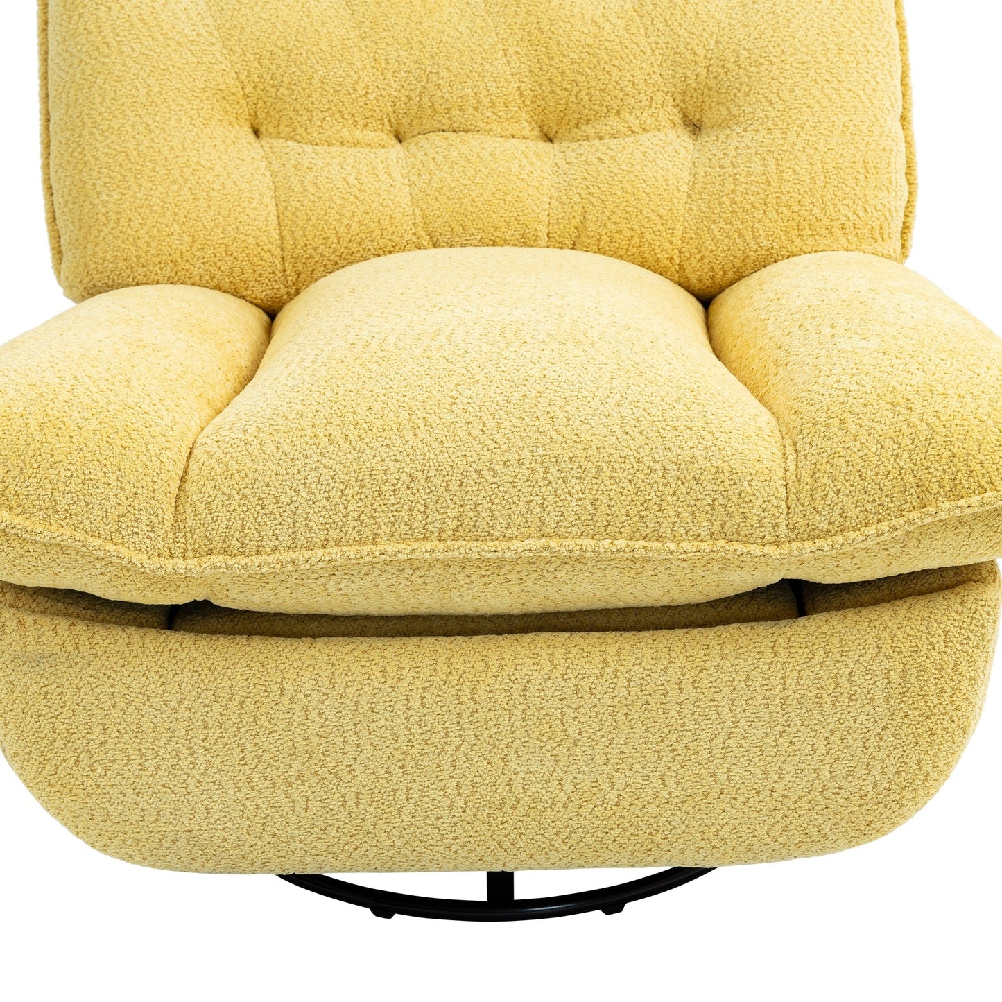 Yellow Oversized Chenille Upholstered 360Â° Swivel Glider Rocking Manual Recliner with Extended Footrest and Tufted Back