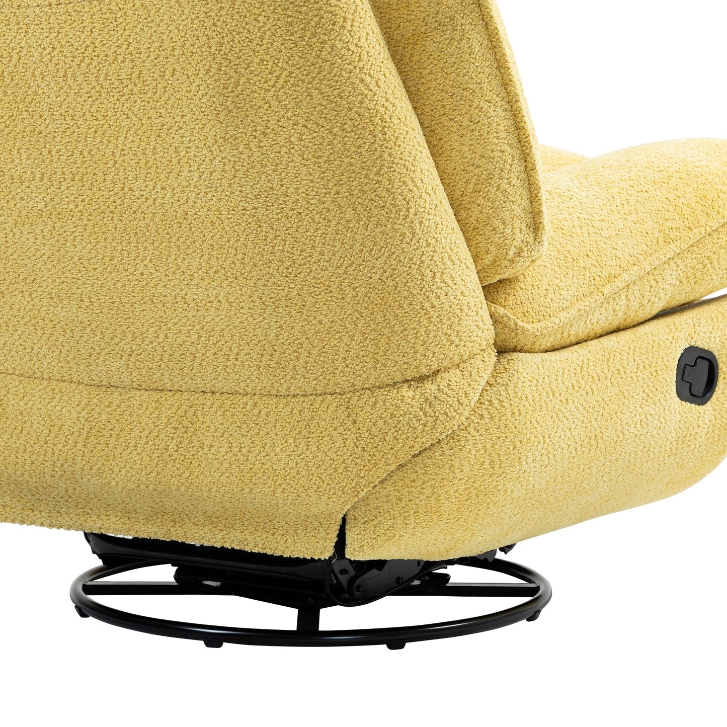 Yellow Oversized Chenille Upholstered 360Â° Swivel Glider Rocking Manual Recliner with Extended Footrest and Tufted Back
