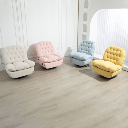 Yellow Oversized Chenille Upholstered 360Â° Swivel Glider Rocking Manual Recliner with Extended Footrest and Tufted Back