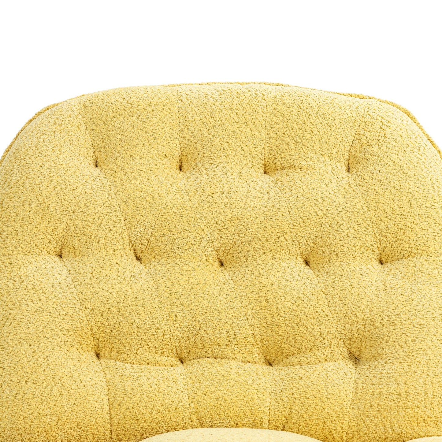 Yellow Oversized Chenille Upholstered 360Â° Swivel Glider Rocking Manual Recliner with Extended Footrest and Tufted Back