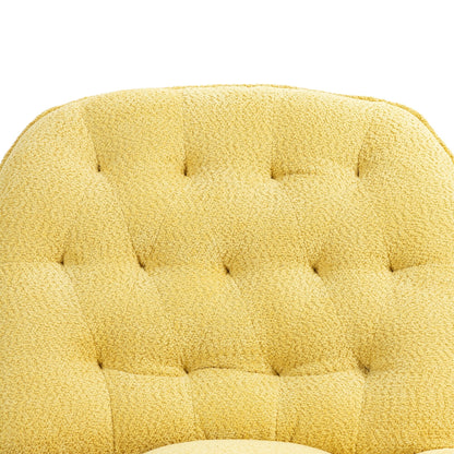 Yellow Oversized Chenille Upholstered 360Â° Swivel Glider Rocking Manual Recliner with Extended Footrest and Tufted Back