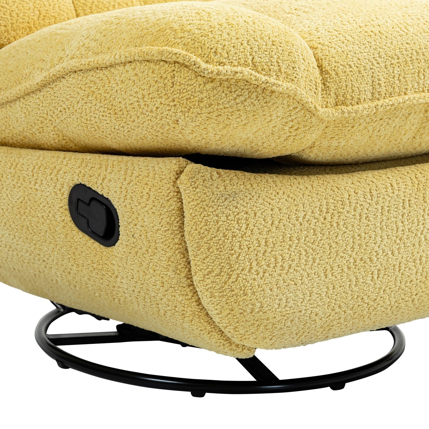 Yellow Oversized Chenille Upholstered 360Â° Swivel Glider Rocking Manual Recliner with Extended Footrest and Tufted Back