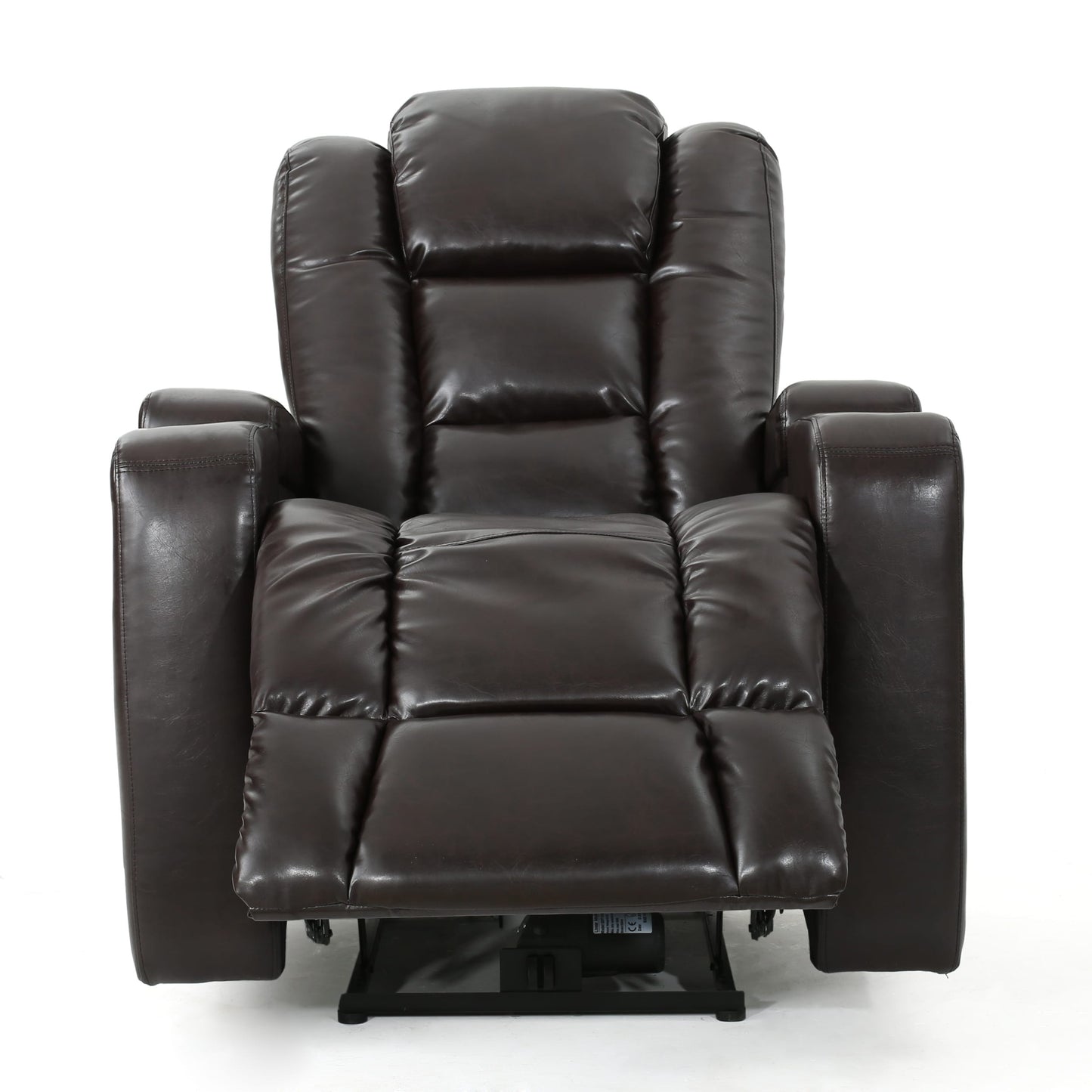 Yoma Power Recliner Chair, 2 Cupholders, Storage, USB, Brown Faux Leather