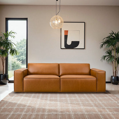York Mid-Century Modern Vegan Leather Comfortable Sofa