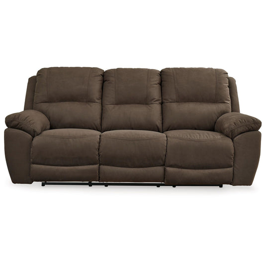 Zane Manual Recliner Sofa with Zero Wall, Brown Faux Suede 93 Inch