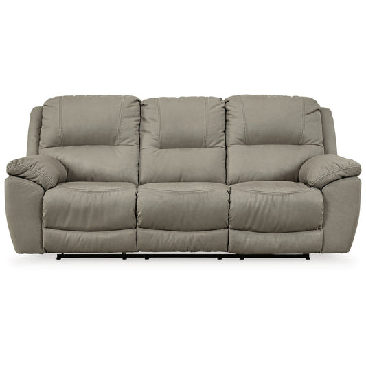 Zane Manual Recliner Sofa with Zero Wall, Gray Faux Suede 93 Inch