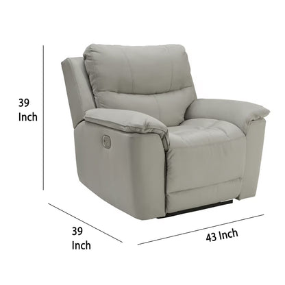 Zane Power Recliner Sofa Chair, Built-In USB Port, 91 Inch Gray Faux Suede