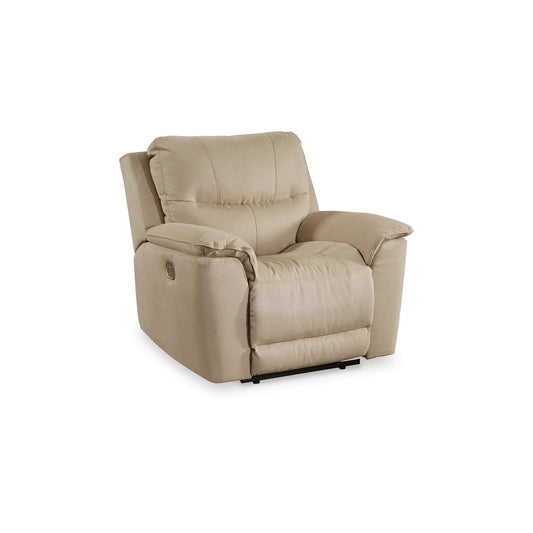 Zane Power Recliner Sofa Chair, USB Port, 91 Inch, Beige Faux Nubuck Suede
