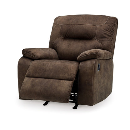 Zano Manual Rocker Recliner Chair, Pillowy Coffee Brown Faux Leather