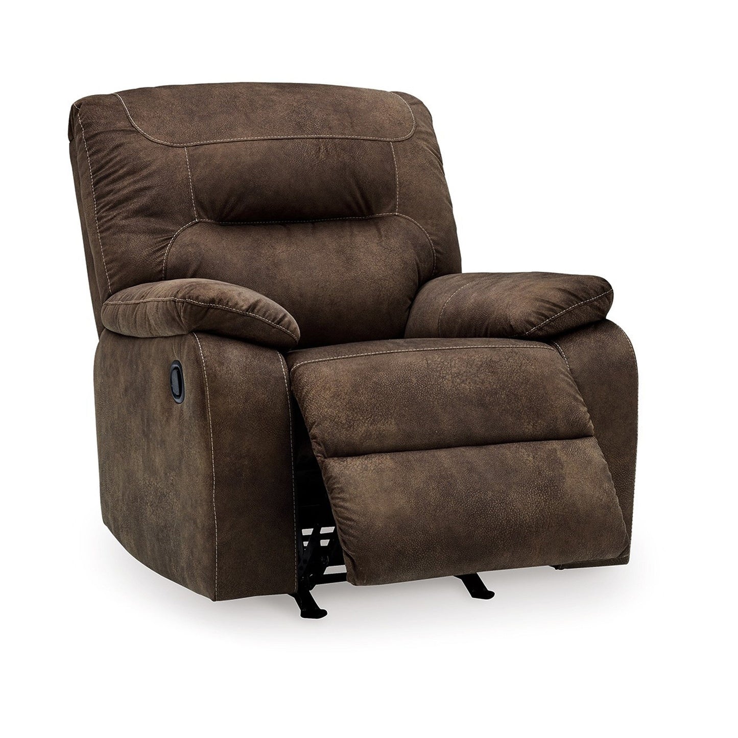 Zano Manual Rocker Recliner Chair, Pillowy Coffee Brown Faux Leather