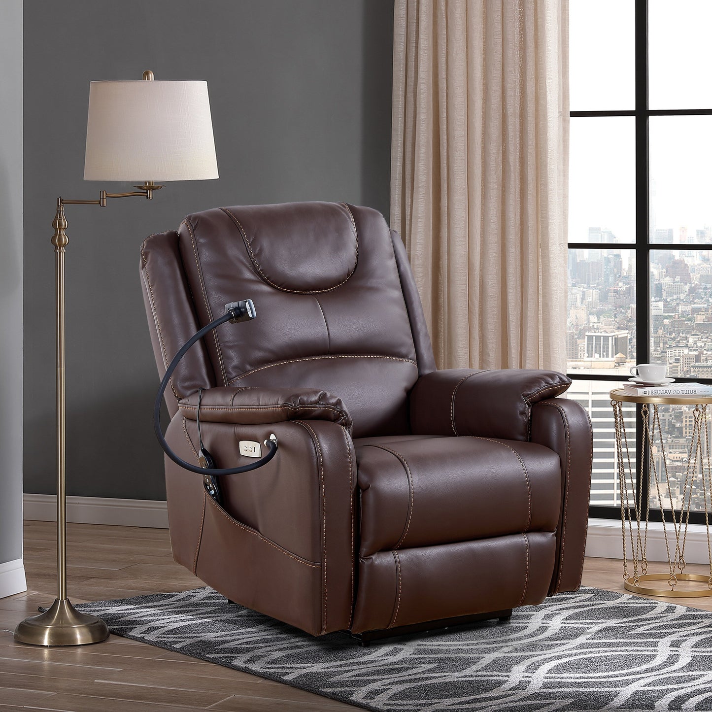 Zero Gravity Electric Recliner Chair with Adjustable Backrest, Massage, Heated Lumbar, USB Port, Phone Holder and Side Pockets