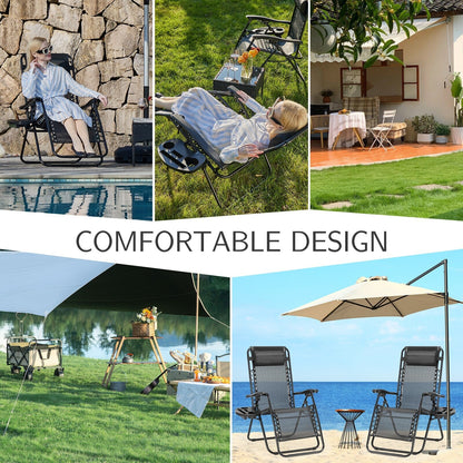 Zero Gravity Lounge Chair Outdoor Patio Folding Recliners with Headrest, Cup Holder and Removable Tray