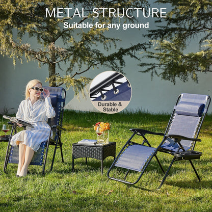 Zero Gravity Lounge Chair Outdoor Patio Folding Recliners with Headrest, Cup Holder and Removable Tray