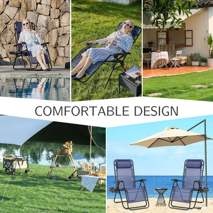 Zero Gravity Lounge Chair Outdoor Patio Folding Recliners with Headrest, Cup Holder and Removable Tray