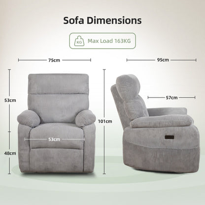 Zero Gravity Power Recliner Chair with USB Port - Electric Adjustable Backrest and Footrest, Ergonomic Design