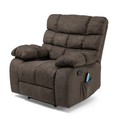 Zoi Power Recliner Chair, 5 Massage Modes, Pillow Tufted Brown Fabric