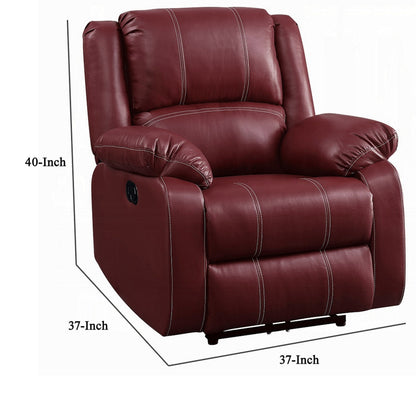 Zuru Motion Manual Rocker Recliner Chair, Plush Dark Red Faux Leather