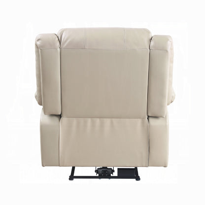 Zuru Power Reclining Chair, Pillow Top Armrests, Beige Faux Leather
